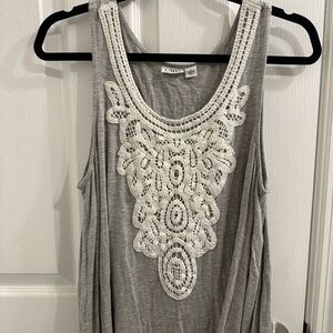 Cato Gray Embellished Sleeveless Tank Top Size Large